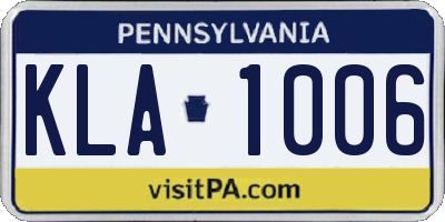 PA license plate KLA1006