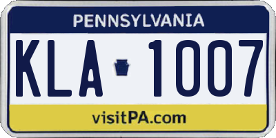 PA license plate KLA1007