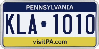 PA license plate KLA1010