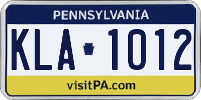 PA license plate KLA1012