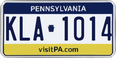 PA license plate KLA1014