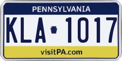 PA license plate KLA1017