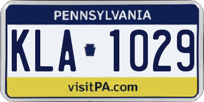 PA license plate KLA1029
