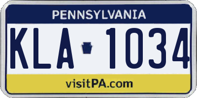 PA license plate KLA1034