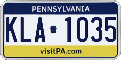 PA license plate KLA1035
