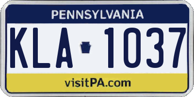 PA license plate KLA1037