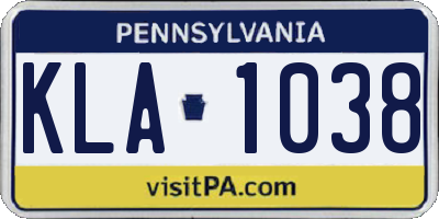 PA license plate KLA1038