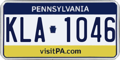 PA license plate KLA1046