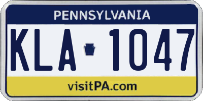 PA license plate KLA1047