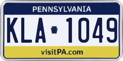 PA license plate KLA1049