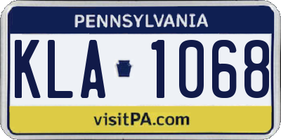 PA license plate KLA1068
