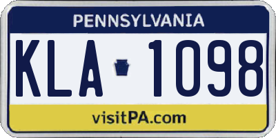 PA license plate KLA1098