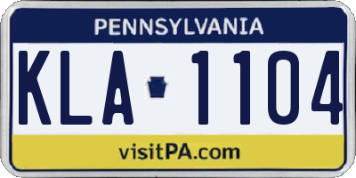 PA license plate KLA1104