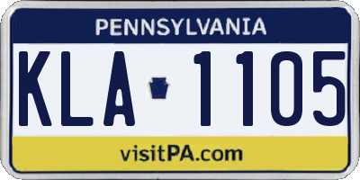 PA license plate KLA1105