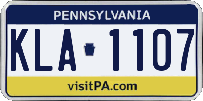 PA license plate KLA1107