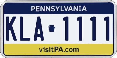 PA license plate KLA1111