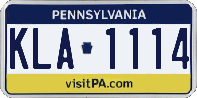 PA license plate KLA1114