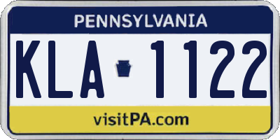 PA license plate KLA1122