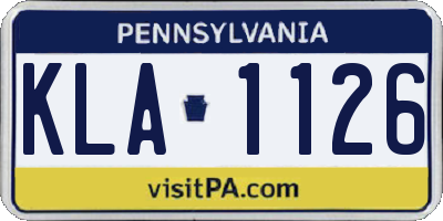 PA license plate KLA1126