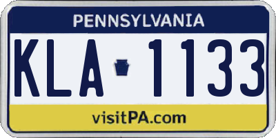 PA license plate KLA1133