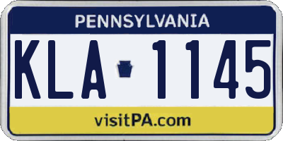 PA license plate KLA1145