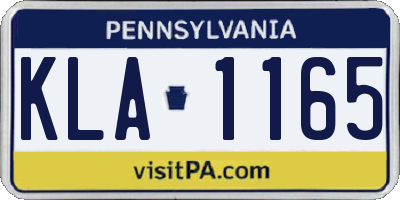 PA license plate KLA1165
