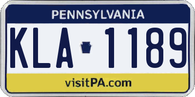 PA license plate KLA1189