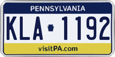 PA license plate KLA1192