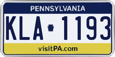 PA license plate KLA1193