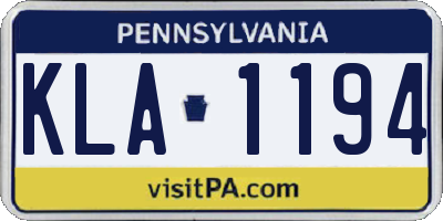 PA license plate KLA1194