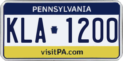 PA license plate KLA1200