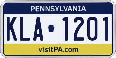 PA license plate KLA1201