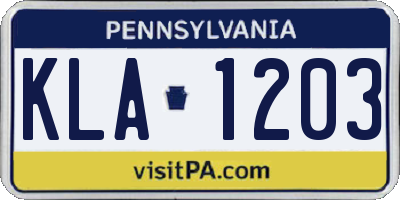 PA license plate KLA1203