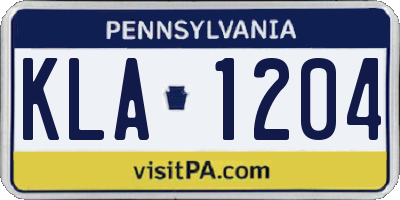 PA license plate KLA1204