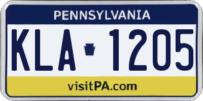 PA license plate KLA1205