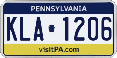 PA license plate KLA1206