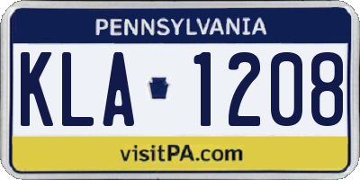 PA license plate KLA1208