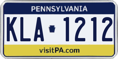 PA license plate KLA1212