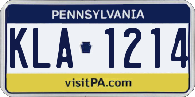 PA license plate KLA1214