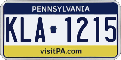 PA license plate KLA1215