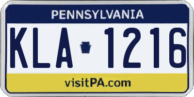 PA license plate KLA1216