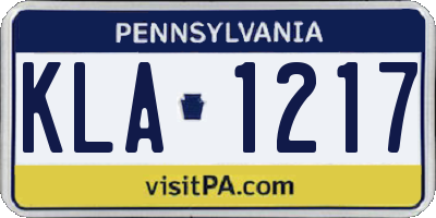 PA license plate KLA1217