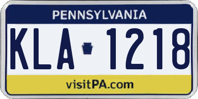 PA license plate KLA1218