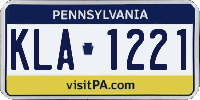 PA license plate KLA1221