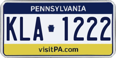 PA license plate KLA1222