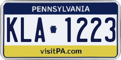 PA license plate KLA1223