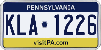 PA license plate KLA1226