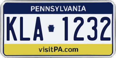 PA license plate KLA1232