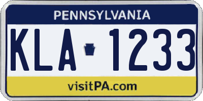 PA license plate KLA1233
