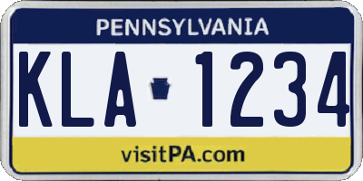 PA license plate KLA1234